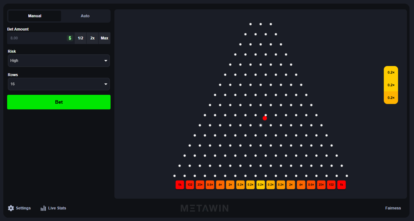 Plinko MetaWin Screenshot
