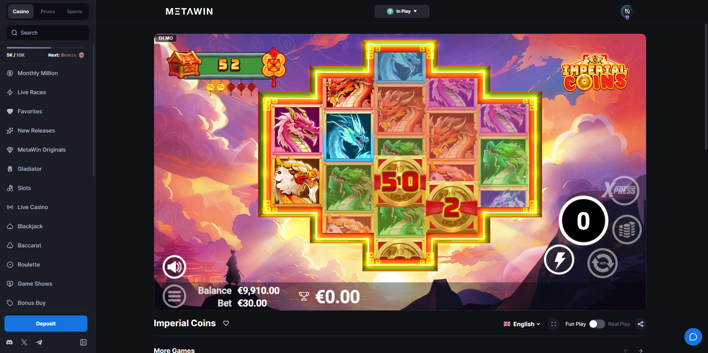 Imperial Coins slot gameplay