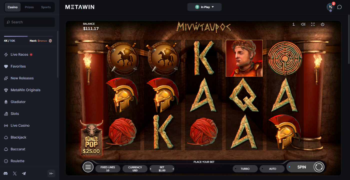 Minotaurus slot on MetaWin Casino