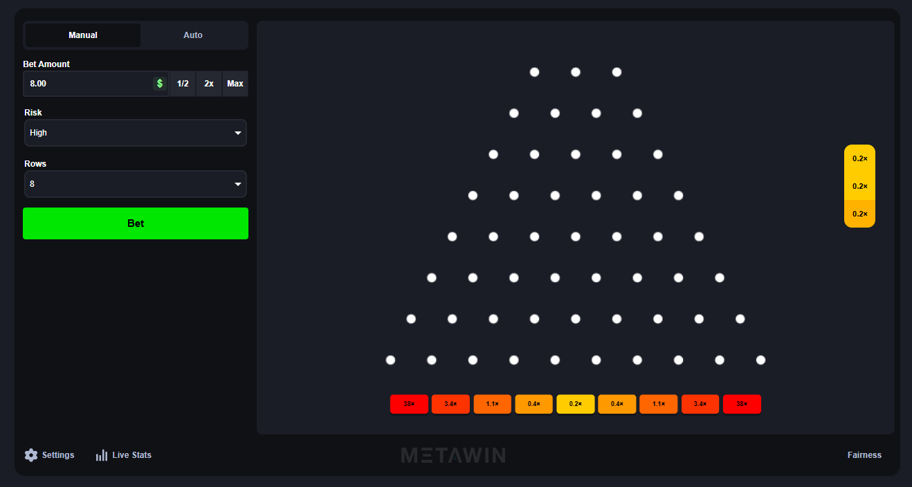 Plinko MetaWin Screenshot