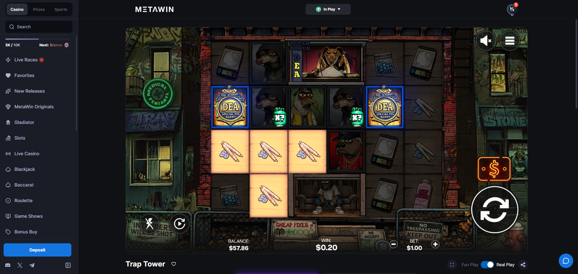 Trap Tower slot gameplay screenshot