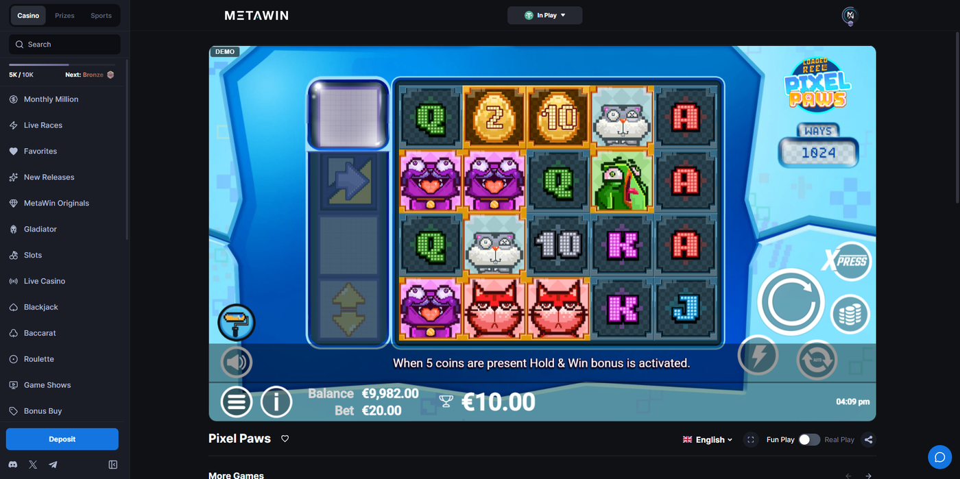 Pixel Paws slot gameplay