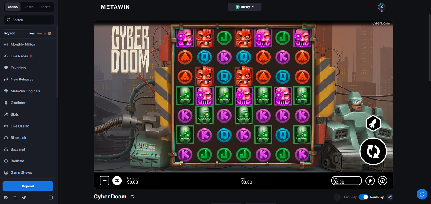 Cyber Doom slot gameplay on MetaWin Casino