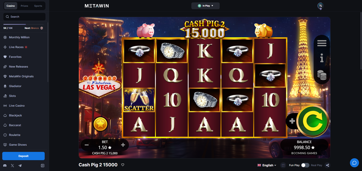 Cash Pig 2 15,000 slot gameplay on MetaWin Casino