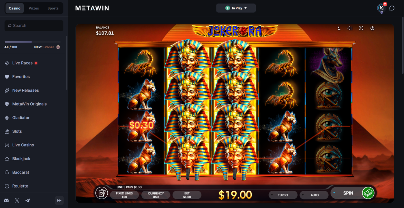 Joker Ra slot on MetaWin Casino