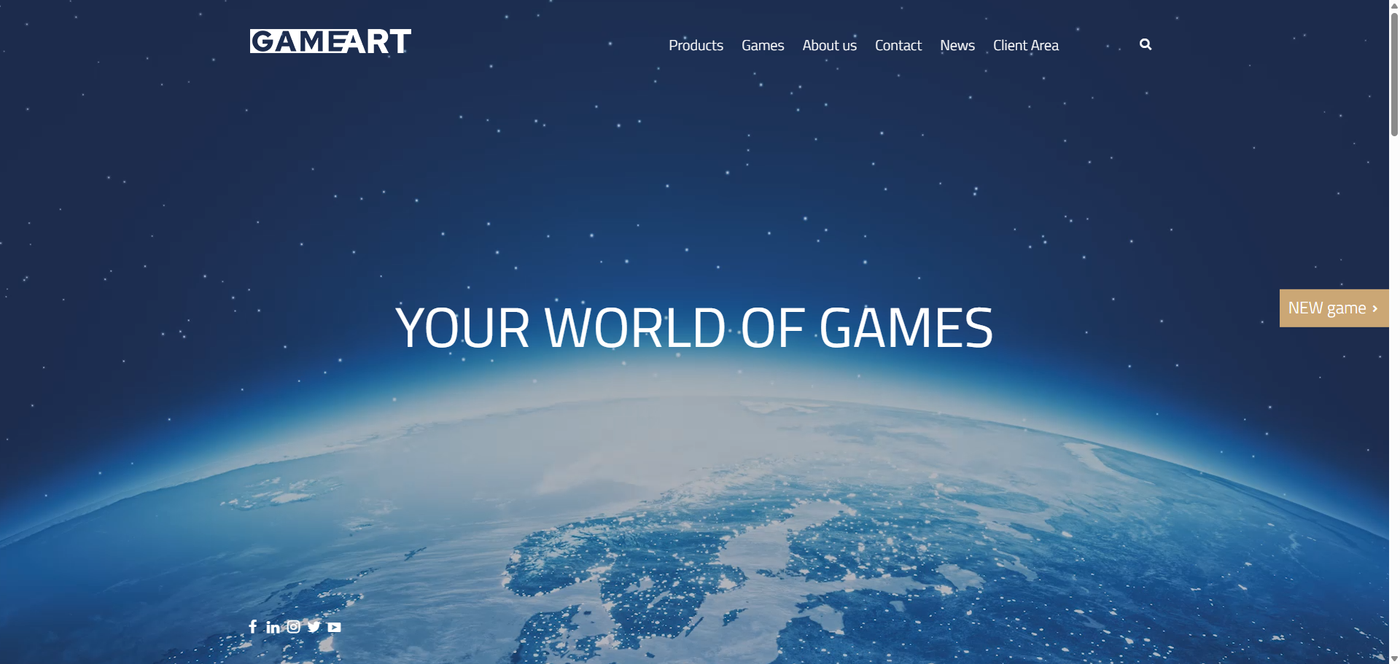 GameArt official website showcasing their slot portfolio