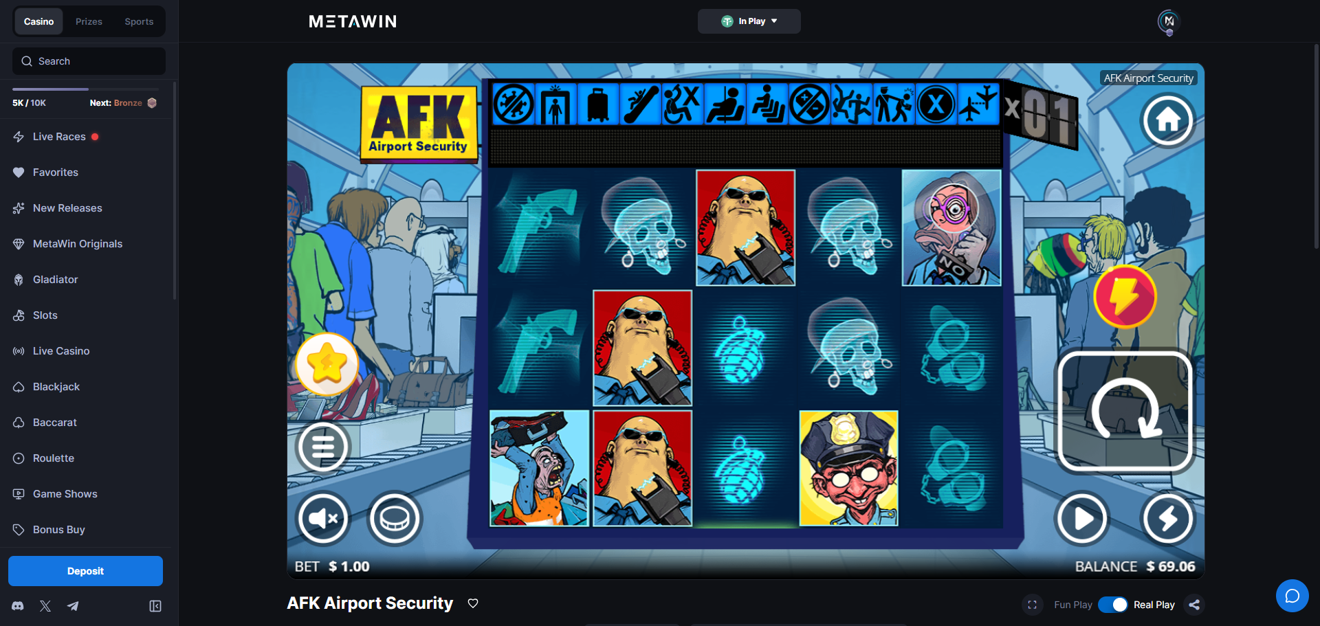 AFK Airport Security slot gameplay screenshot