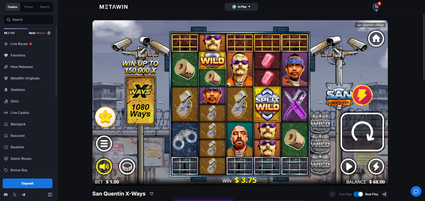 San Quentin xWays slot gameplay on MetaWin