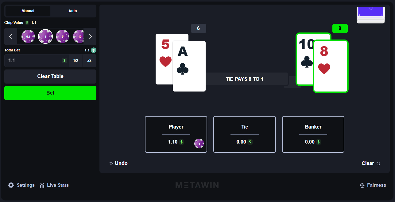 MetaWin Baccarat screenshot