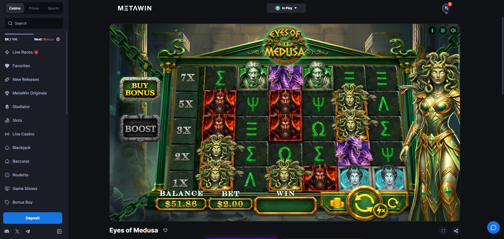 Gladiator Games exclusive slots at MetaWin