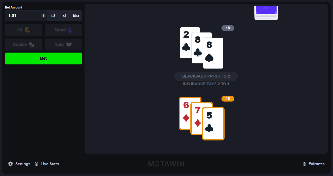 MetaWin Blackjack Screenshot