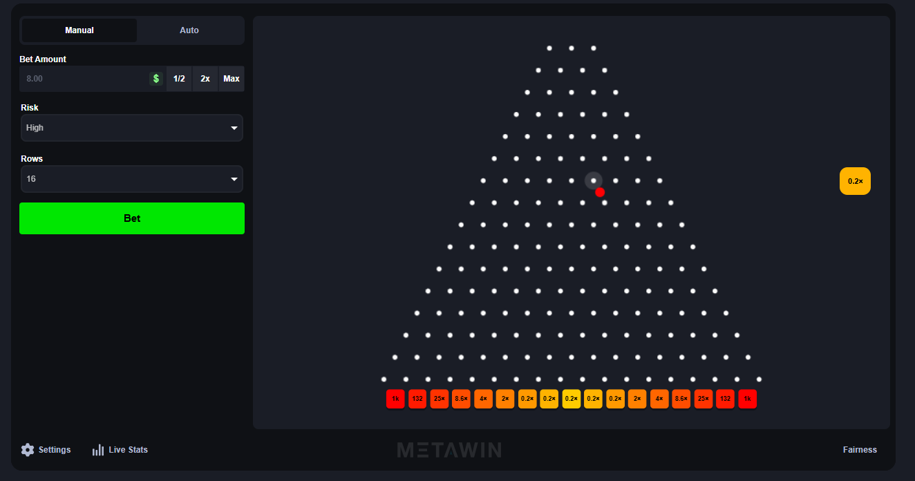 Plinko MetaWin Screenshot