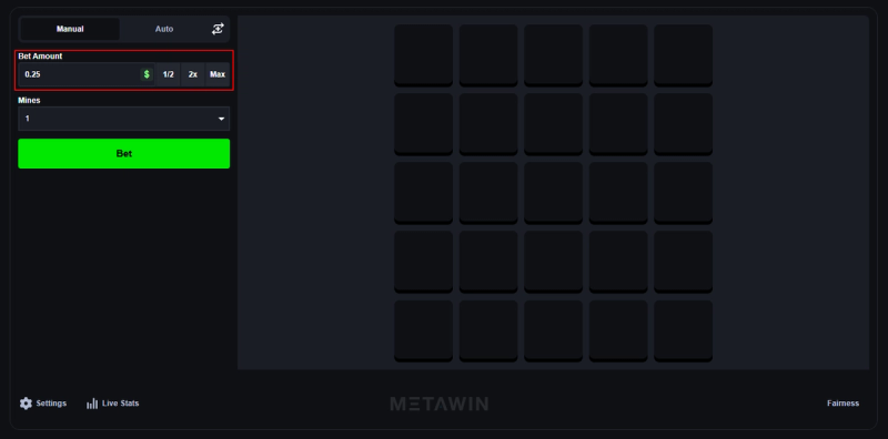Set your mines and stake