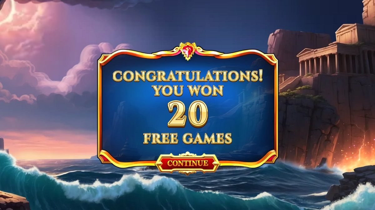 Rise of Cetus 20 free games bonus trigger congratulations screen