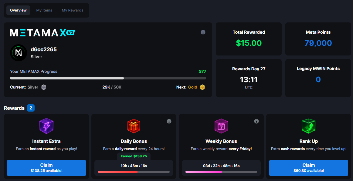 The MetaMax Rewards Dashboard