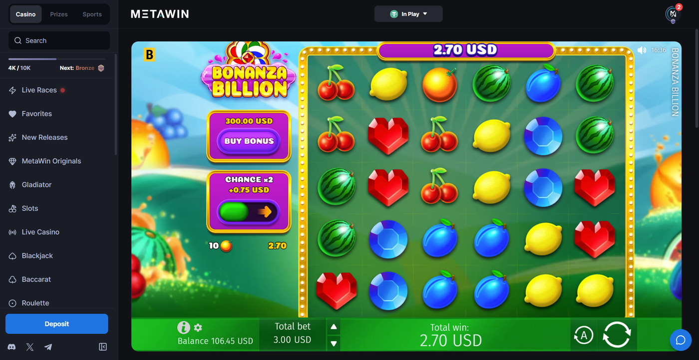 Bonanza Billion slot on MetaWin Casino