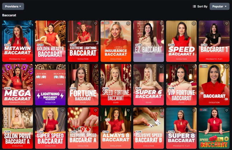 Choose a Baccarat table
