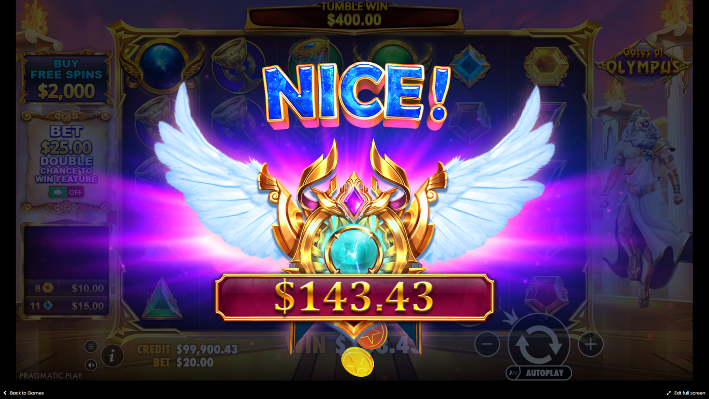 Gates of Olympus Winning Screenshot