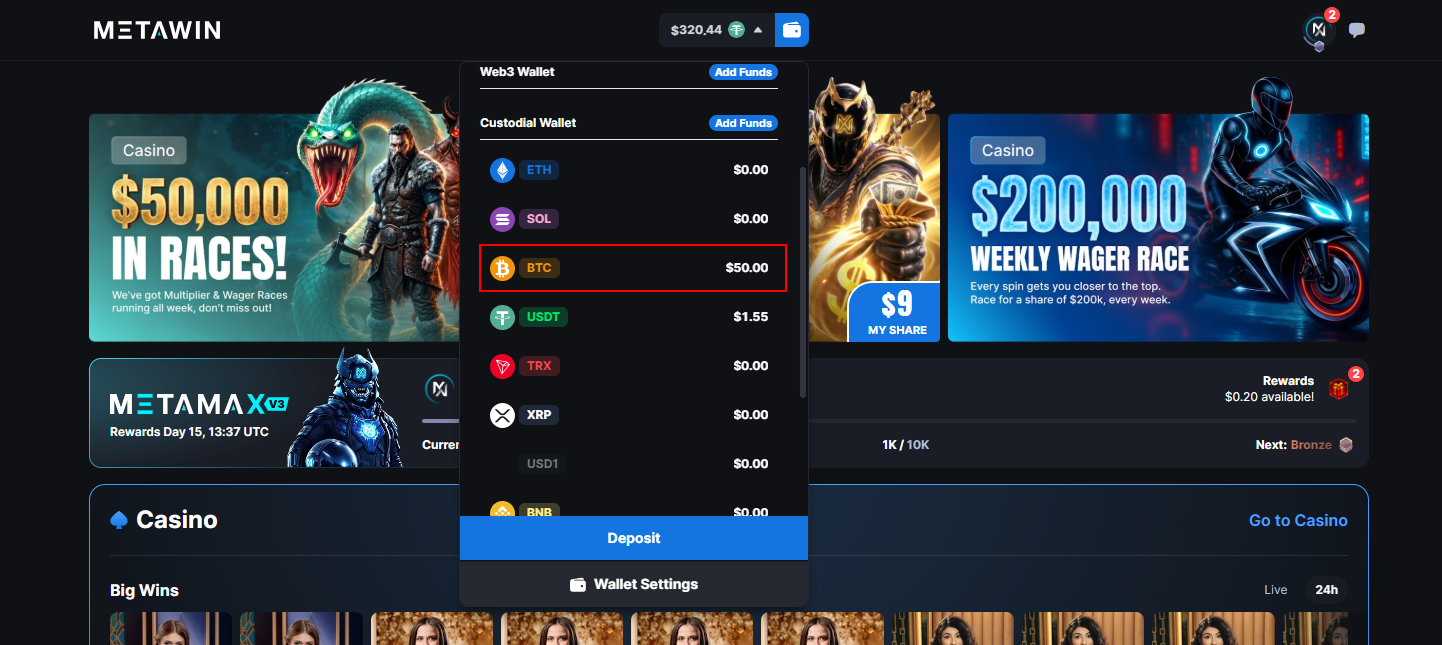 Custodial Wallet Balance Screen