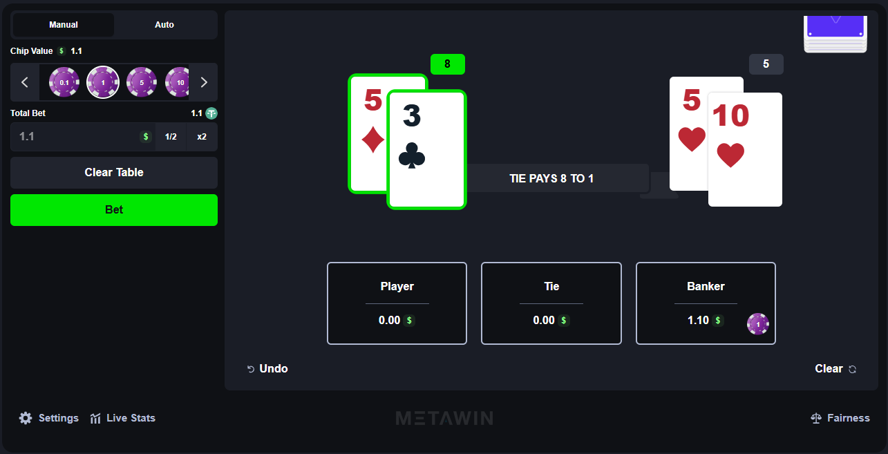 MetaWin Baccarat screenshot