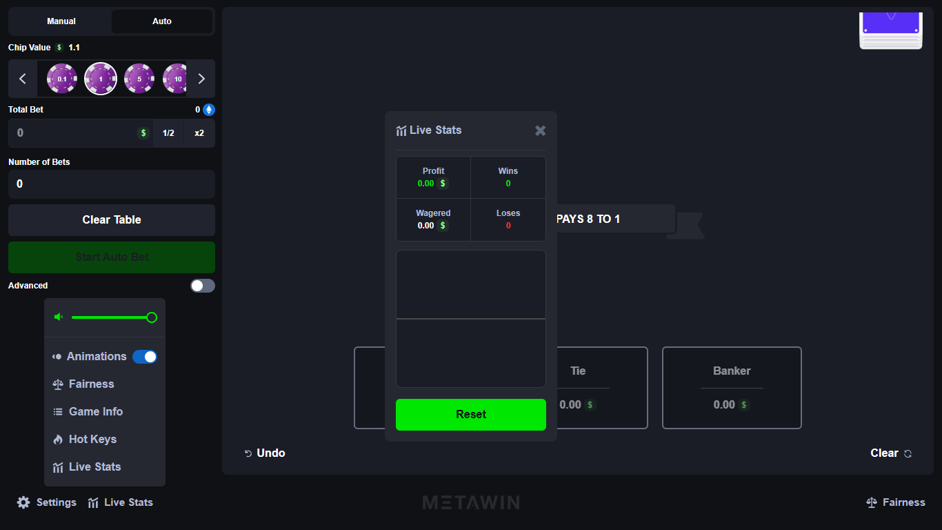 MetaWin Baccarat screenshot