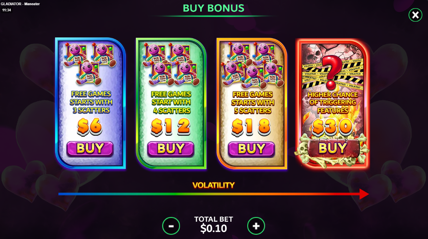 Man Eater Slot Bonus Features