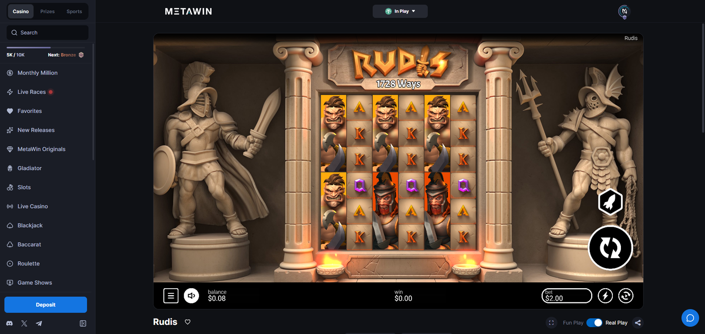 Rudis slot gameplay on MetaWin Casino