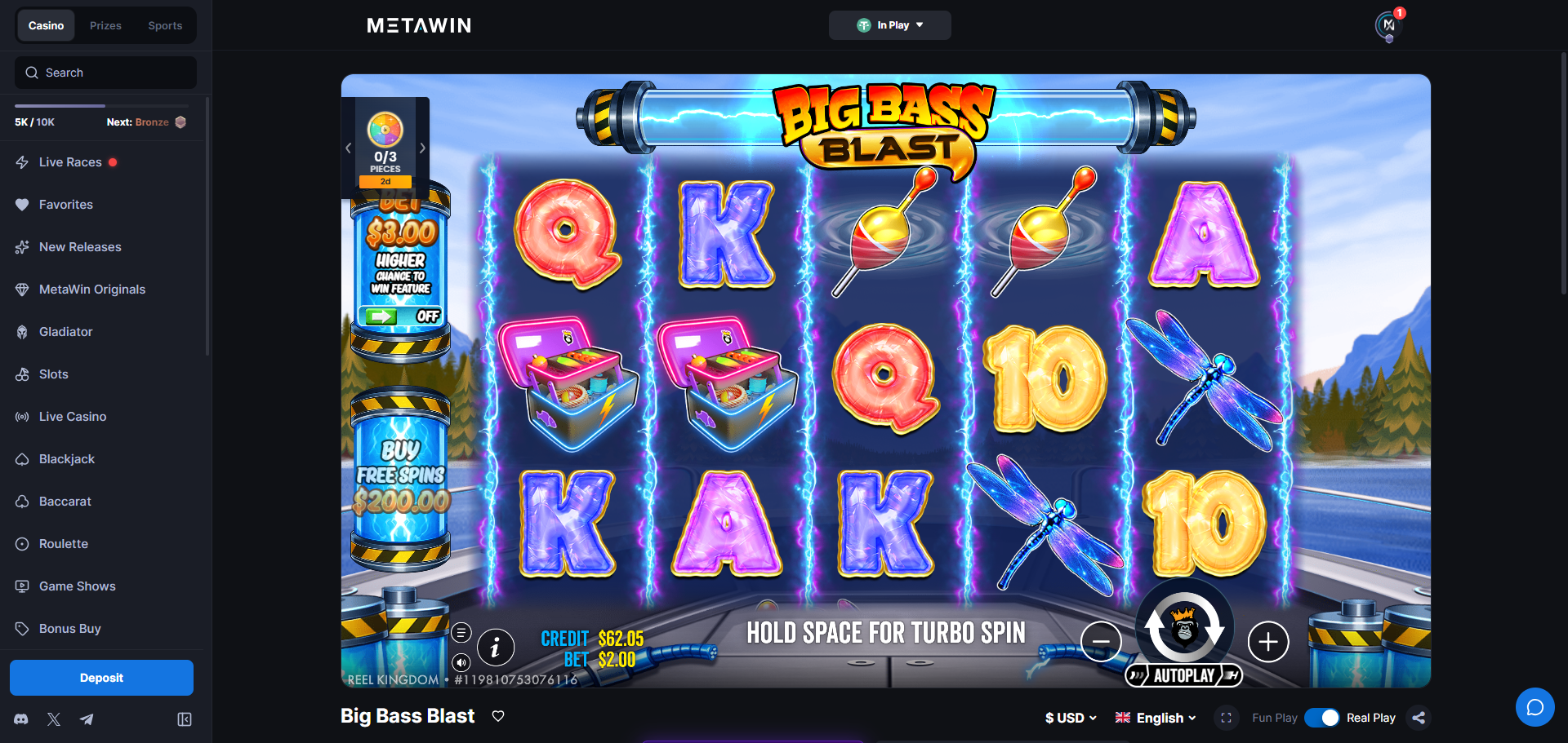 Big Bass Blast slot gameplay screenshot