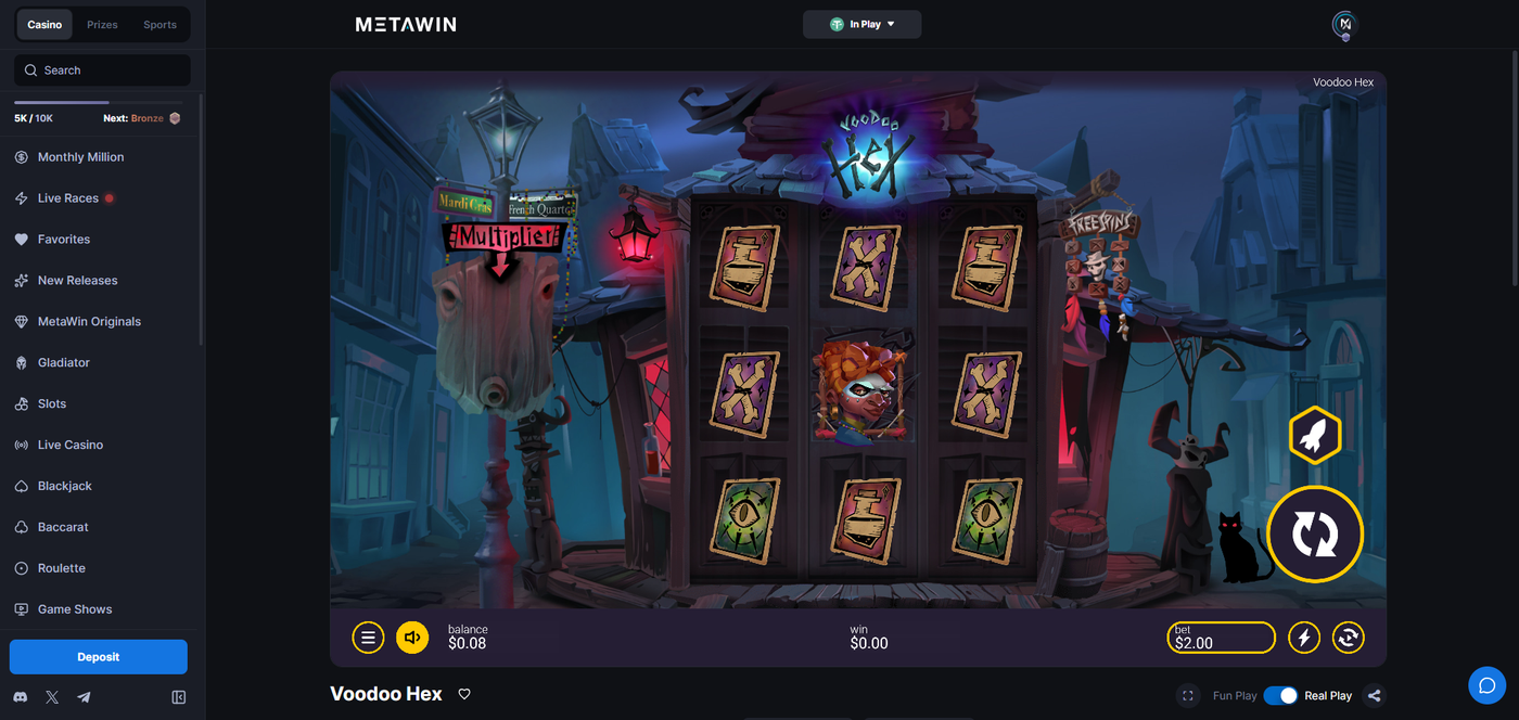 Voodoo Hex slot gameplay on MetaWin Casino