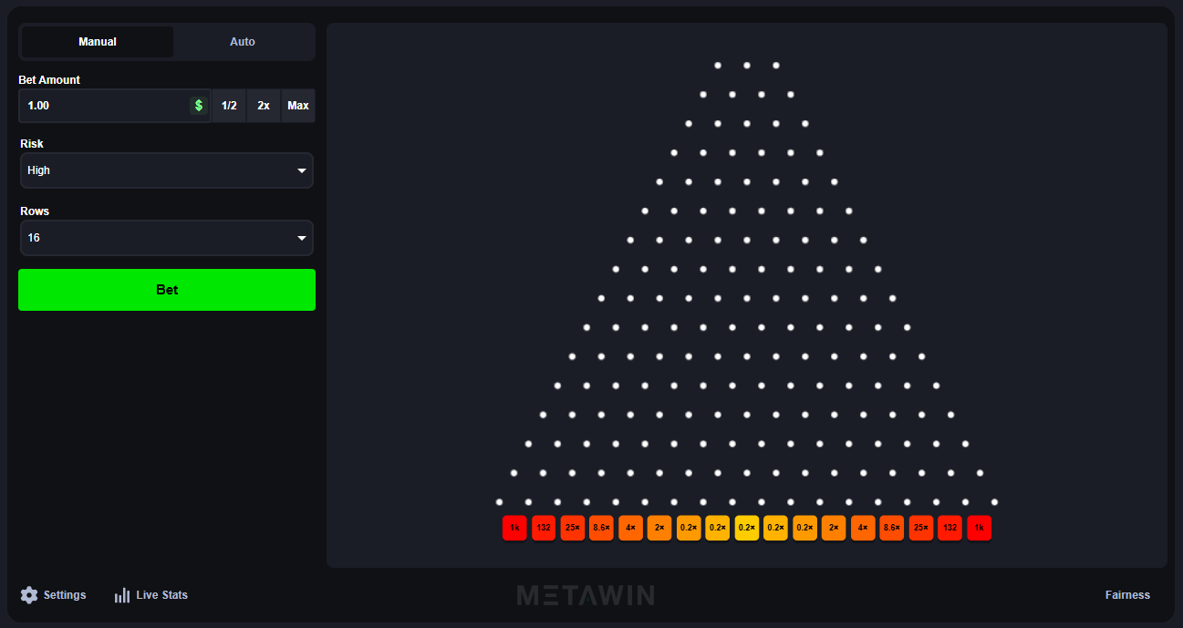 Plinko MetaWin Screenshot