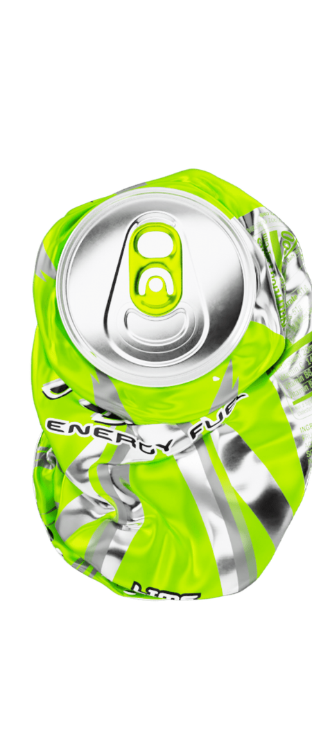 A crushed can of Lime Wrecker