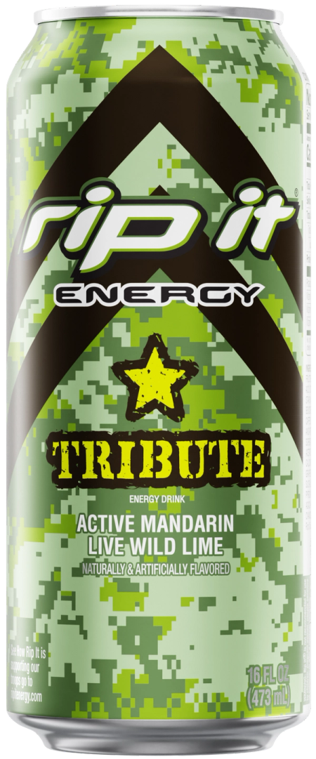 A can of Tribute (Active Mandarin Live Wild Lime flavor).