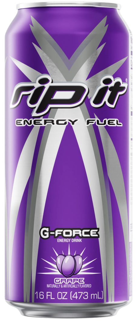 A can of G-Force (Grape flavor).