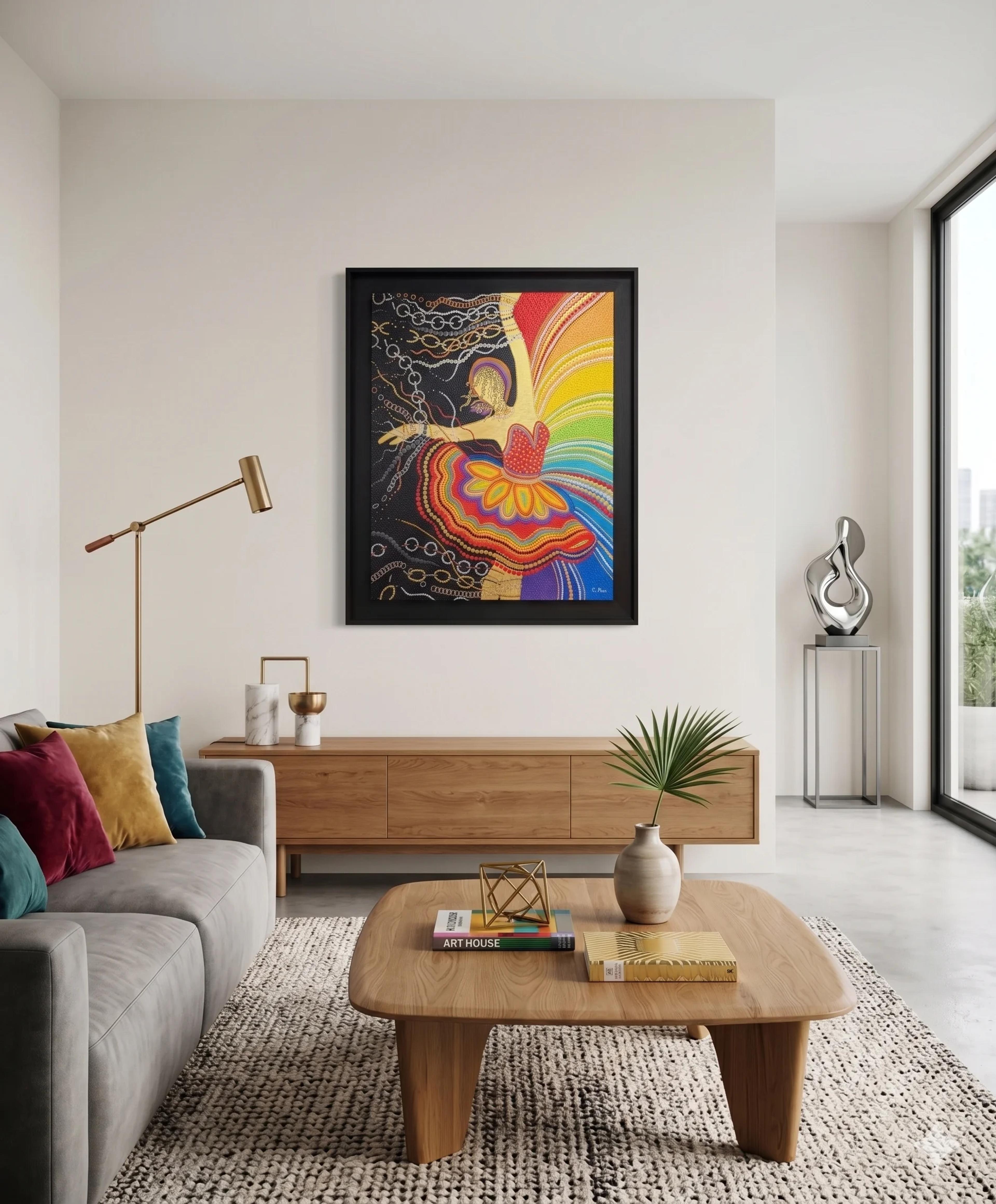"Libération" artwork in a modern setup by Caroline Pons