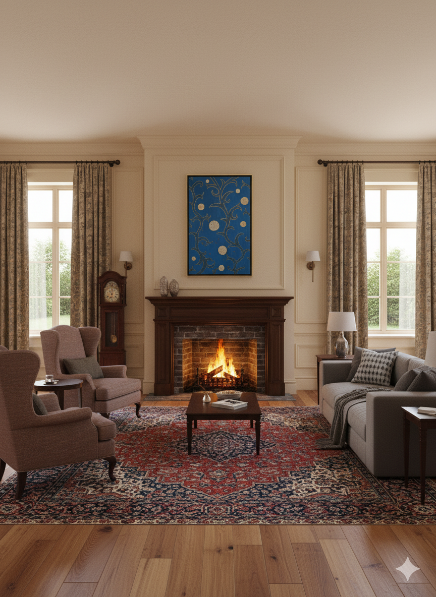 Cosmos Végétal Artwork in a Victorian Style Room