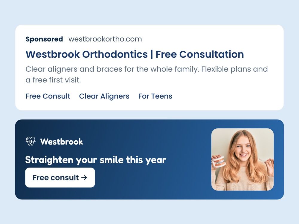 Westbrook Orthodontics Google ad creative