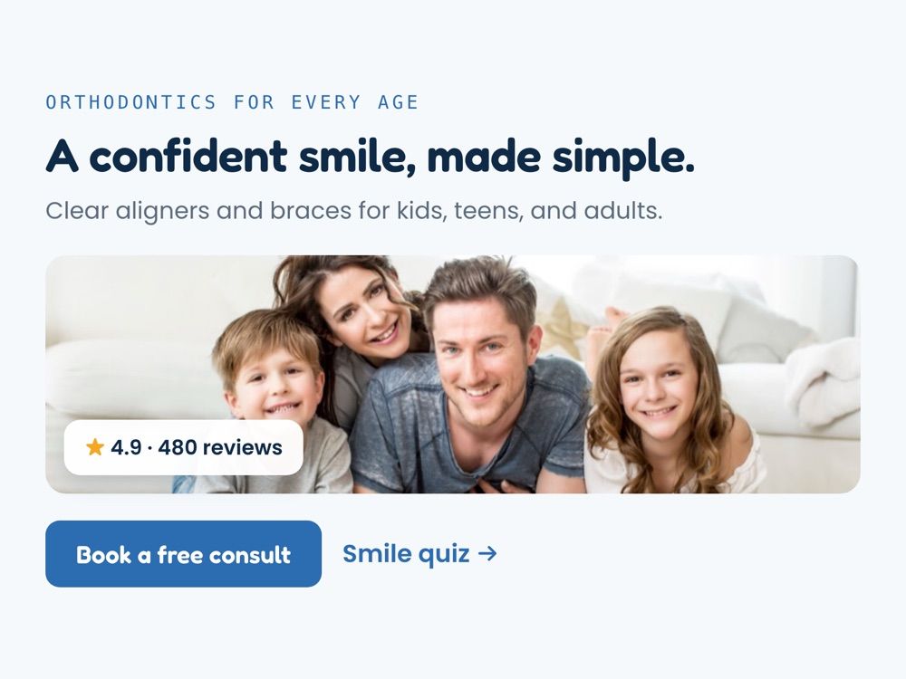 Westbrook Orthodontics homepage mockup