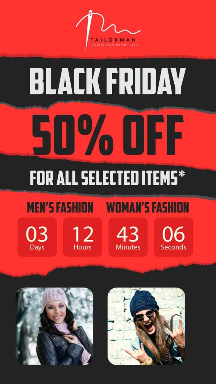 Mobile email preview of a Black Friday countdown timer promoting a limited-time sale
