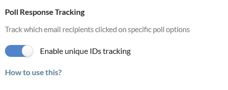 The unique ID tracking toggle in the Polls widget editor settings