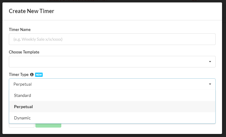 Sendtric timer editor with 'Perpetual' selected in the Timer Type dropdown