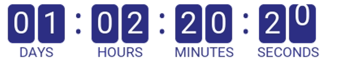 Animated example of a Sendtric live countdown timer showing days, hours, minutes, and seconds in an email