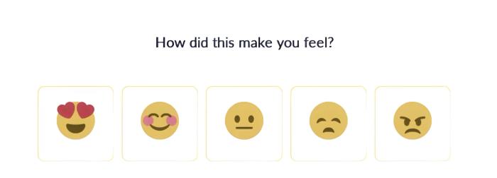 Example rating poll asking "How did this make you feel?" with five emoji response options