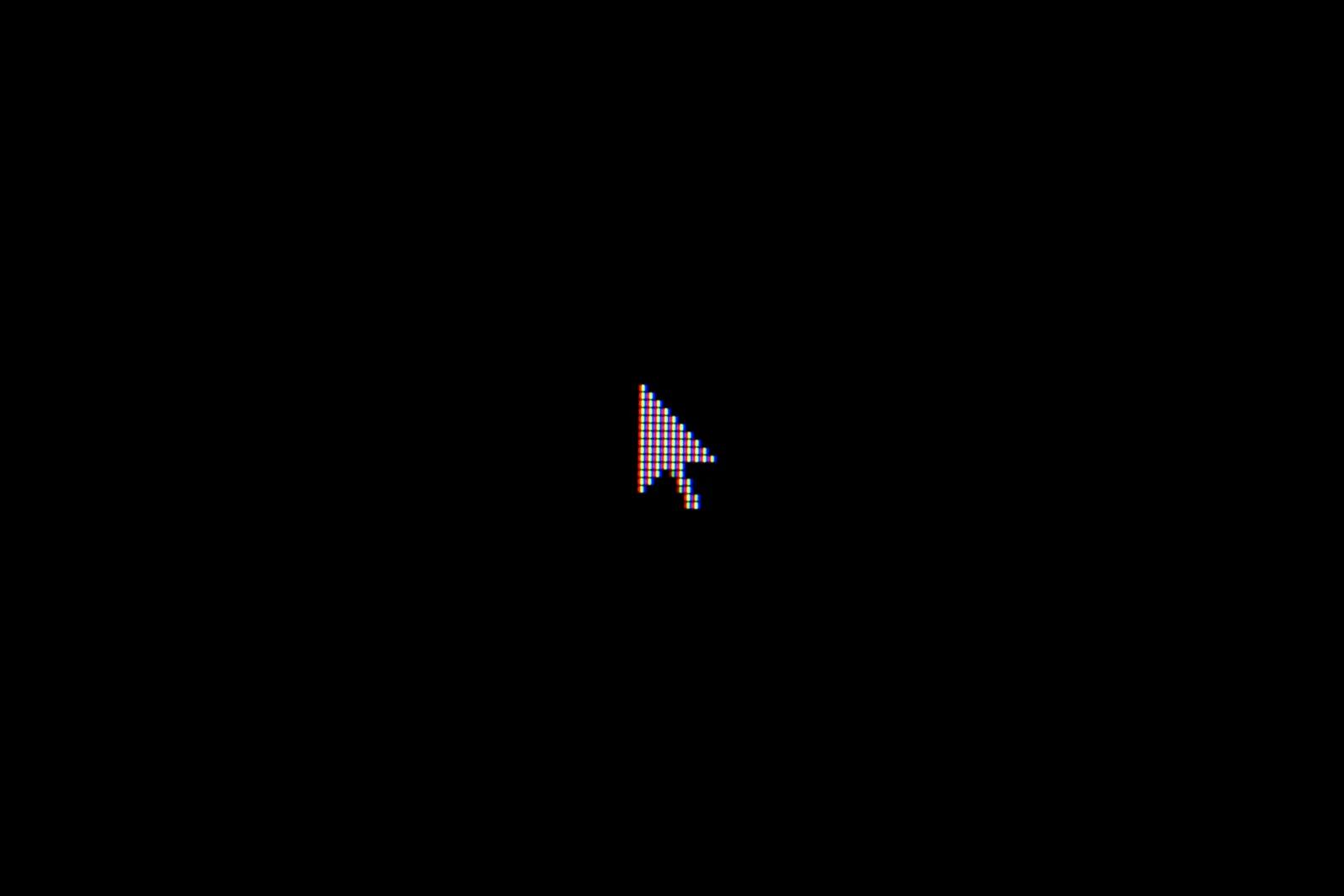 A mouse cursor icon on a black background, representing a click
