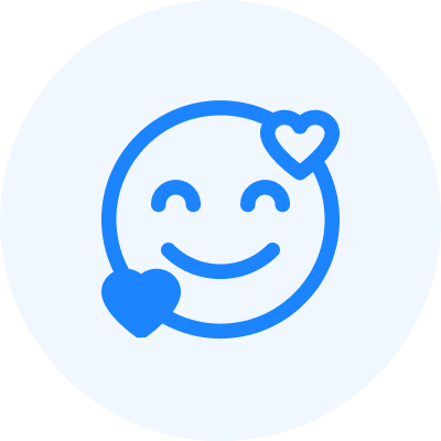 Smiling face icon with hearts, representing an emoji reaction.