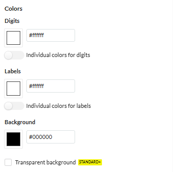 Digit, label, and background color pickers in the timer editor