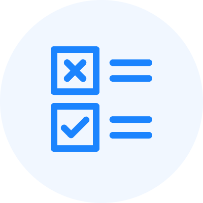 Icon of an X and a checkmark in boxes, representing a yes or no vote.