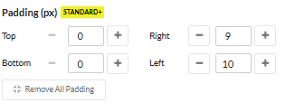 The padding controls around a timer style