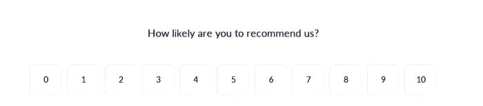 Example NPS poll asking "How likely are you to recommend us?" with a 0 to 10 response scale