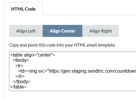 The left, center, and right timer alignment options