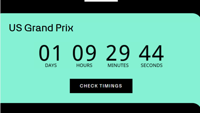 Countdown timer example on a German-language "up to 50% off" sale email